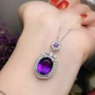 3ct Oval Cut Amethyst Diamond Pendant Necklace 14k White Gold Over Free Chain