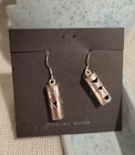 Sterling Silver 925 Cylinder Heart Cutout Dangle Drop Earrings Hook Closure