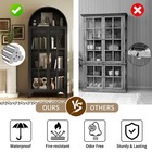 73 6   Arched Storage Cabinet W  Glass Door Metal Kitchen Pantry Display Cabinet