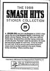 Jon Bon Jovi 1988 Smash Hits  25 Panini Sticker Italy Solo Rock Photo