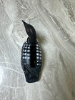 Wooden Loon Hand Carved Hand Painted Primitive Black White Business Card Holder