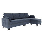 4-seater Reversible Sectional Living Room L-shaped Sofa Couch W  Storage Ottoman