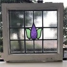 Antique English Stained Glass Window Panel Vintage Architectural Decor 8202ak