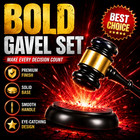 Premium Wooden Gavel Set Black Gold Judge Hammer Sound Block Office Display Gift