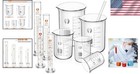 10 Piece Glass Measuring Beaker   Graduated Cylinder Set W Stirring Rod For Lab
