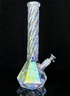15 Inch Iridescent Glass Bong Percolator Water Pipe Thick Smoking Hookah Beaker