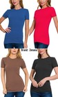 Women s Crew Neck Cotton T-shirt Short Sleeve Basic Plain Tee Soft Stretch Top