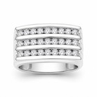 Diamonair 1 00 Ct Round Cut F vs  Lab Grown Diamond Sterling Silver Men s Ring