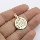 1  Round Textured Miraculous Mary Pendant Real 14k Yellow Gold