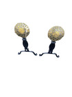 65387  Antique   Iron  Andirons Fireplace Mantle
