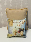 Dollhouse Miniature Artist Pair Of Accent Pillows Orchid Design   Lt  Beige 1 12