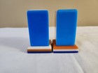 Vintage Mid Century Modern Resin Striped Lucite Salt   Pepper Shakers 