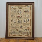 Vintage Finished Framed Cross Stitch Needlework Crewel A Virtuous Woman 17 x13 