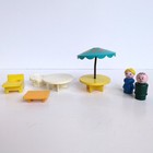 Vtg 70s Fisher-price Little People Accessories - Patio Table  Figures Mom Dad