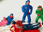 Vtg Lot Barclay  winter Scene Sled Skaters Christmas  Lead Toys Rare