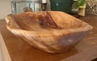 Vintage Hand Carved Live Edge Burl Wood Bowl 10    Organic Modern Centerpiece Art 
