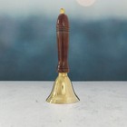 New Wood Handle Brass Altar Bell 6  Hand Chime Wooden Handled 