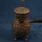 Antique Dutch Vine Repousse  833 Silver Wood-handled Pipkin - Free Shipping Usa
