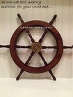 Pirate Decor Wood Brass Finish Wall Boat 24  Wooden Nautical Ship Steering Wheel