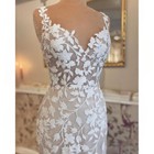 Boho Mermaid Wedding Dress Spaghetti Straps Sleeveless Lace Applique Bridal Gown