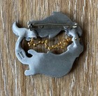 Signed Shields Pewter   Gold Tone Jewelry Brooch Pin 2 Otters   Bubbles