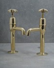 Vintage Brass Pillar Taps - Tall   Long Reach - Belfast Sink - Faucet -