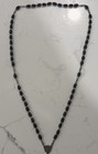 Vintage Catholic Rosary Black Oval Beads Silver Tone Crucifix Cross France