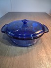 Anchor Hocking 2 Qt Round Covered Casserole Dish Cobalt Blue With Insulated Case