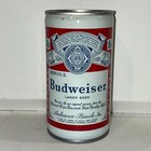 Budweiser Flat Top Beer Can  Crimped Steel  Bottom Opened