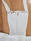 Vintage White Battenburg Lace Full Bib Apron Pockets