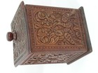 Antique Anglo Indian Carved Wooden Teak Tea Caddy