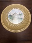 Vintage Tin Lake Landscape Flue Cover Stovepipe Hole Plate