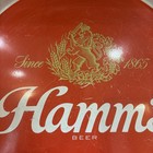 1970s Vintage Hamms Beer Serving Tray 13   metal Red W  Gold Rim   Emblem