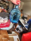 Vintage Blue Glass Bottle Decanter  Horse Shoe Bitters 
