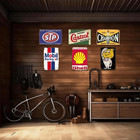 Vintage Metal Tin Signs Set Of 6  Retro Garage Signs   Oil   Gas Station Wall
