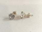 14k Solid Yellow Gold Stud Earrings With 1ct Round Simulated Diamonds