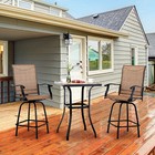3 Piece Outdoor Patio Bar Table Set Swivel Bar Chair Bar Height Barstools Chairs