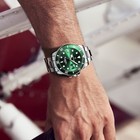 Men   s Green Dial Diver Style Quartz Watch Stainless Steel Bracelet Date Window