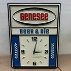 Vintage Genesee Beer   Ale Plastic Light Up Clock Sign - Works