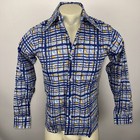 Nos Vintage 60s 70s Dress Shirt Hippie Disco Dagger Collar Deadstock Mens Small