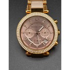 Michael Kors Mk-5896 Parker Rose Gold Tone Blush Acetate Watch 051 012