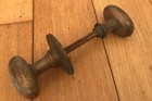 Vintage Brass Door Knobs Handles Plates Old Oval Antique - black D 11 