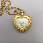 Vintage Heart Locket Watch Necklace Gold Tone 34mm Pendant Chain 31  New Battery