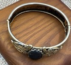 Vintage Black And Gold Cameo Cuff Bracelet Unique Mourning Piece