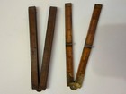 Antique  2  Wooden Brass Hinged Rulers 