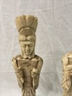 Antique Asian Emperor   Empress Hand Carved Bovine 9    Tall On Wood Base