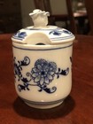 Antique Blue Onion Zwiebelmuster Czechoslovakia Mustard Pot  Marked