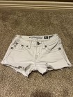 Miss Me Shorts Youth Girls Size 8 Mid Shorts White Denim Rhinestone Cross