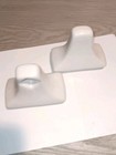 Set Of Ceramic Towel Bracket Holders  2  Matte Artic White    Vintage 