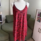Vintage Red And Black Floral Velvet   Slip Dress  Dark Fairy  Petra Fashions